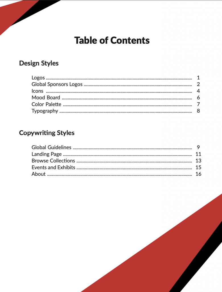 Table of Contents